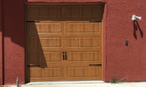 wooden single-door garage