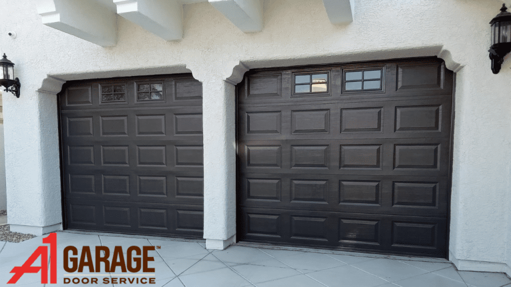 black garage door installation