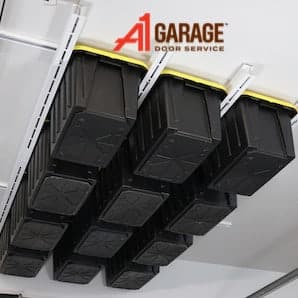 metal garage storage - overhead plastic bin storage
