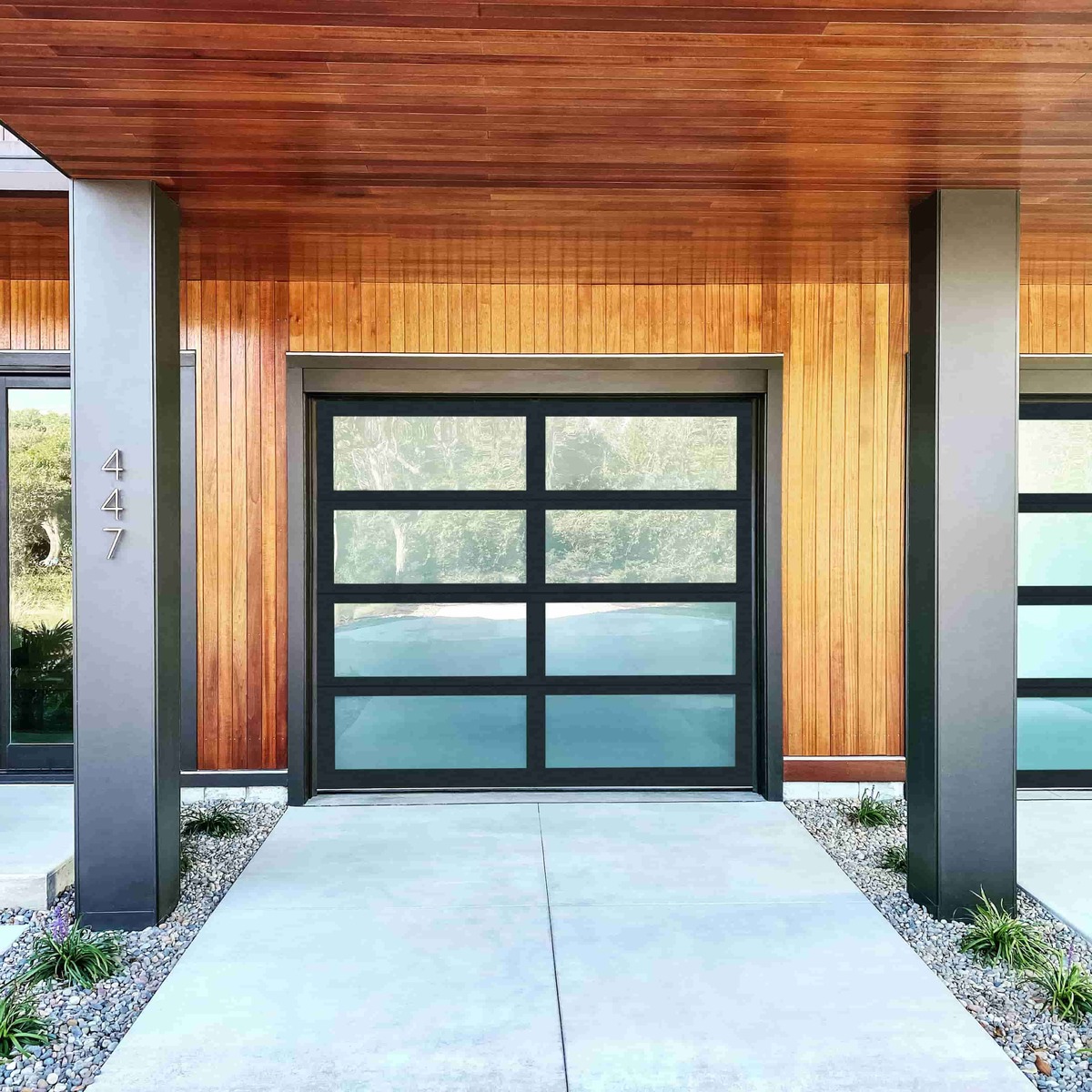 Avante Single Garage Door Anodized Glass min