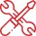 red outlined wrench and screw driver icon