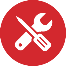 Same Day Service red icon with a wrench and screwdriver