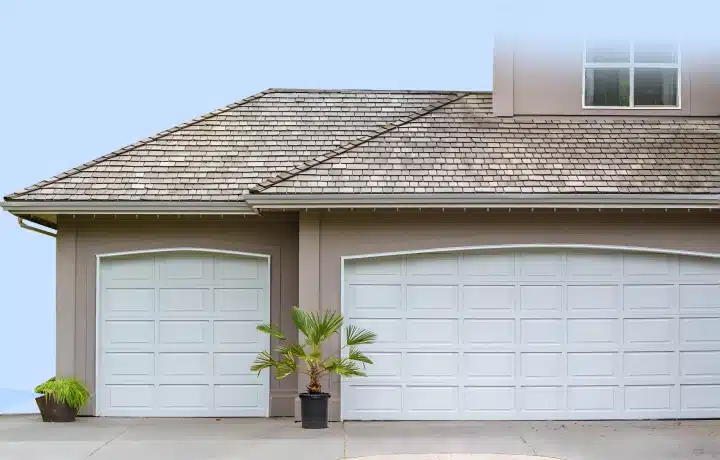 residential garage door on suburban home