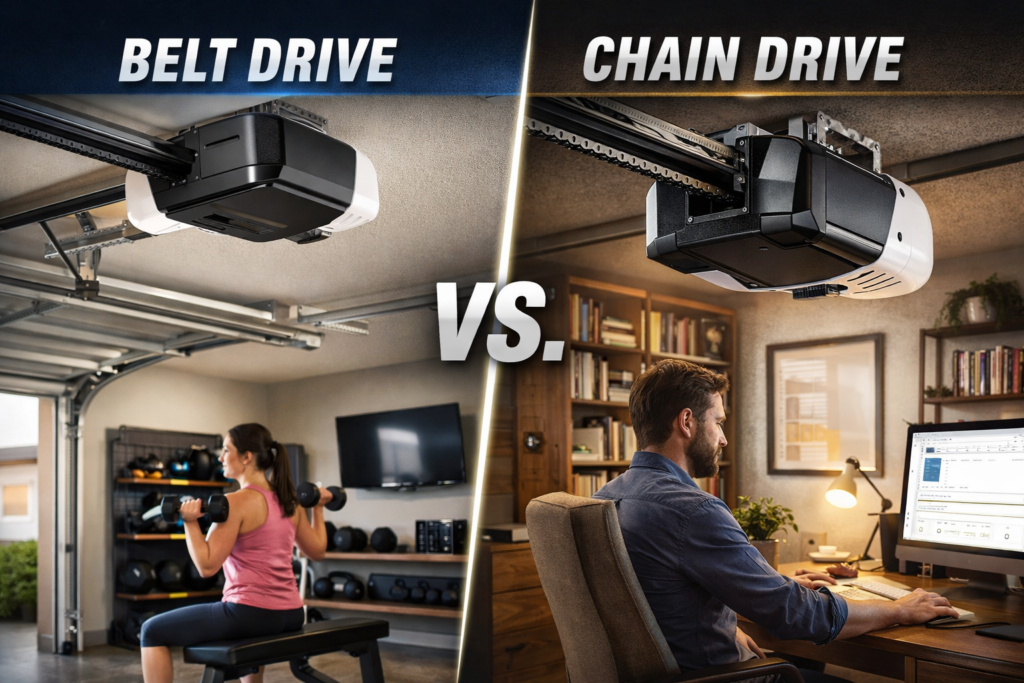 Belt Drive vs. Chain Drive Garage Door Openers for Converted Garages