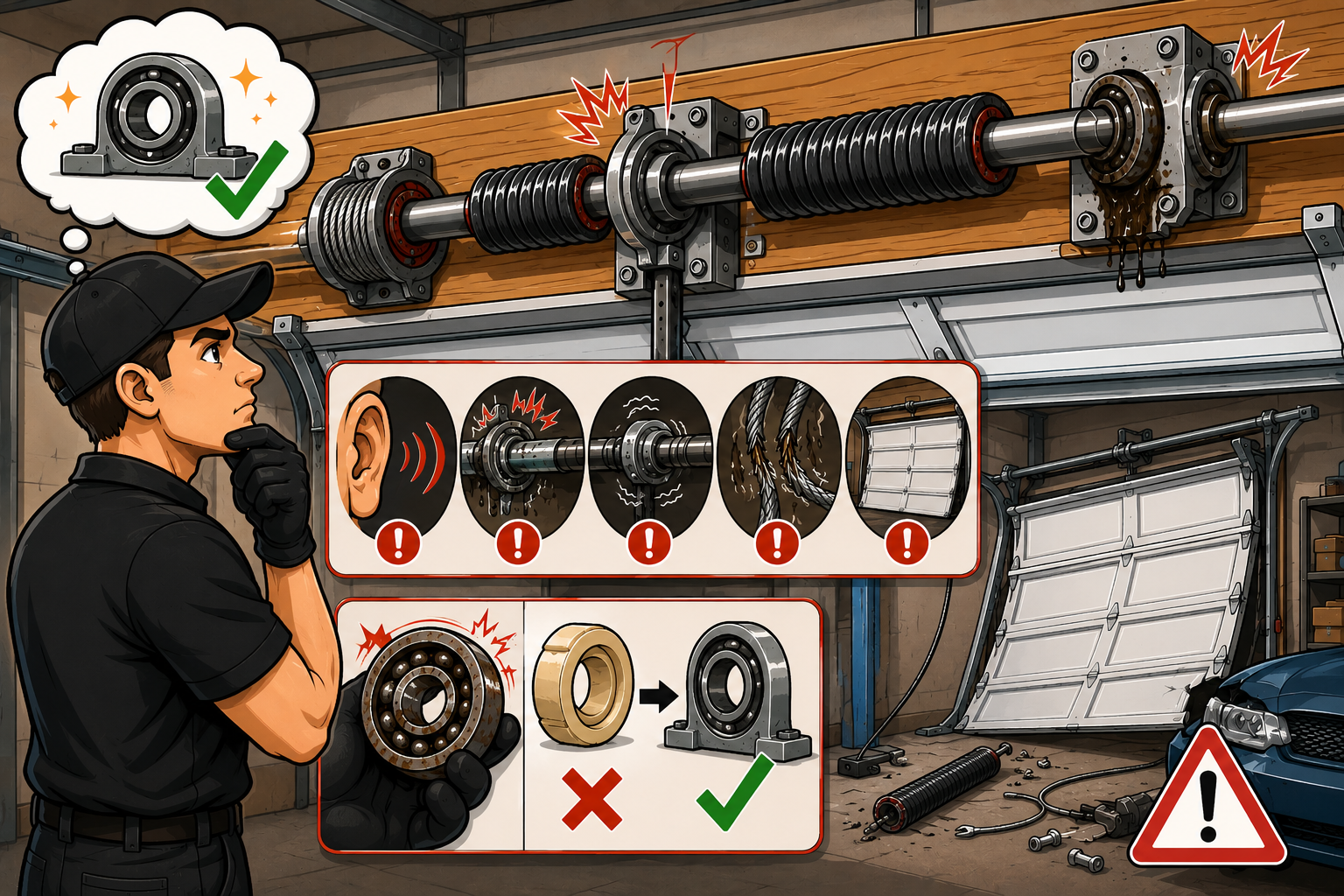Garage Door Bearings: Warning Signs, Problems, and When to Replace Them